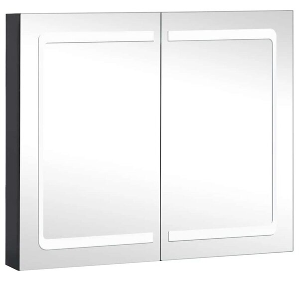 Szafka łazienkowa z lustrem i LED, 80x12,2x68 cm