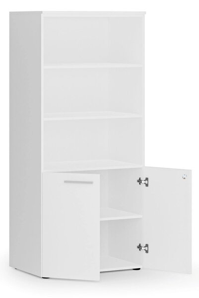 Szafa biurowa z drzwiami niskimi PRIMO WHITE, 800 x 500 x 1781 mm, biały