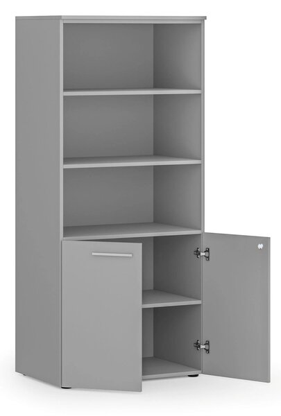 Szafa biurowa z drzwiami niskimi PRIMO GRAY, 800 x 500 x 1781 mm, szary