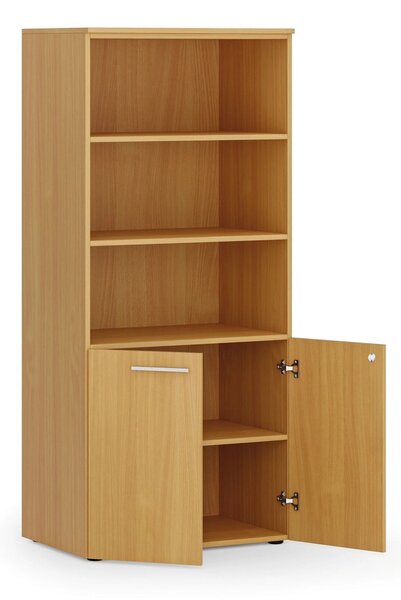 Szafa biurowa z drzwiami niskimi PRIMO WOOD, 800 x 500 x 1781 mm, buk