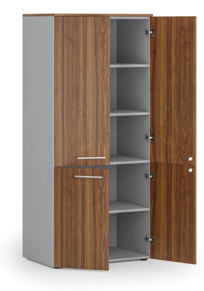 Szafa biurowa pół-drzwi PRIMO GRAY, 800 x 500 x 1781 mm, szary/orzech