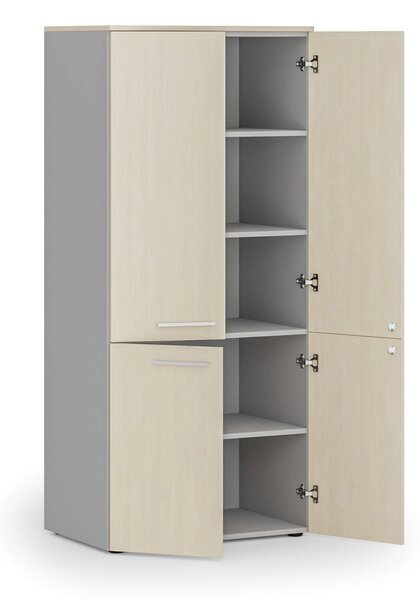 Szafa biurowa pół-drzwi PRIMO GRAY, 800 x 500 x 1781 mm, szary/brzoza