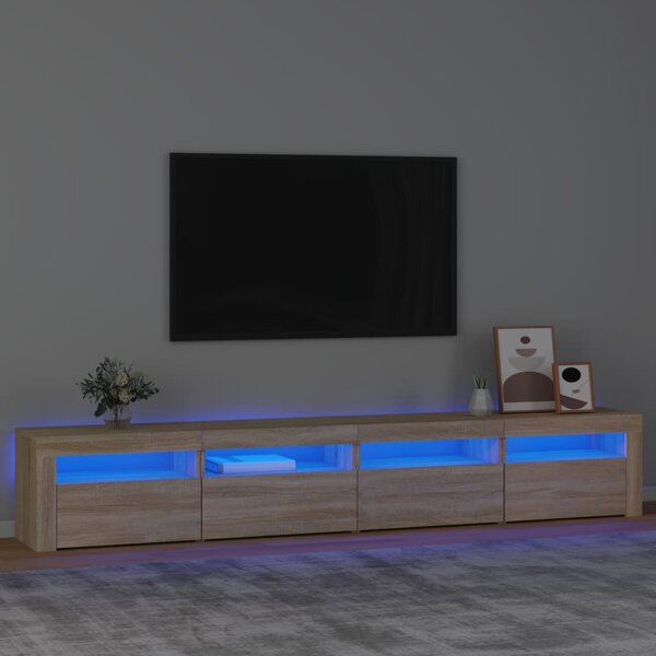 Szafka TV z oświetleniem LED, dąb sonoma, 240x35x40 cm