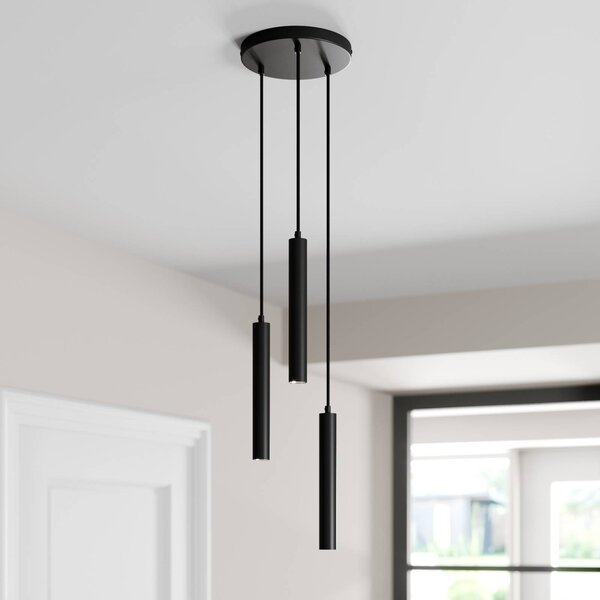 Lampa wisząca Franka Arcchio, czarny, salon / jadalnia, aluminium, nowoczesny