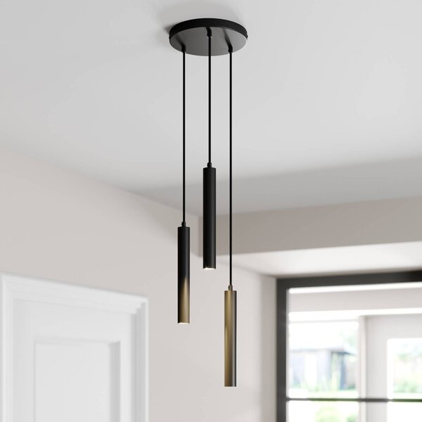 Lampa wisząca Franka Arcchio, czarny, salon / jadalnia, aluminium, nowoczesny