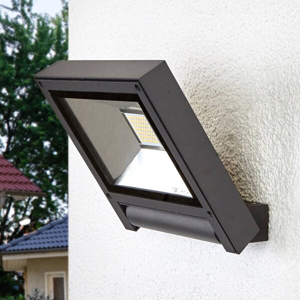 Reflektor zewnętrzny LED Maica, antracytowy, obrotowy, IP65 Maica Lucande, czarny, aluminium, nowoczesny