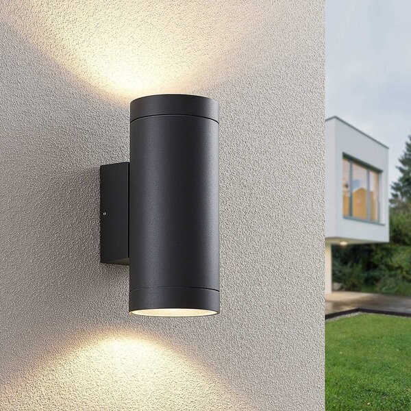 Kinkiet zewnętrzny Thomke Lucande, możliwość ściemniania, aluminiowy / szary / cynkowy, aluminium, nowoczesny