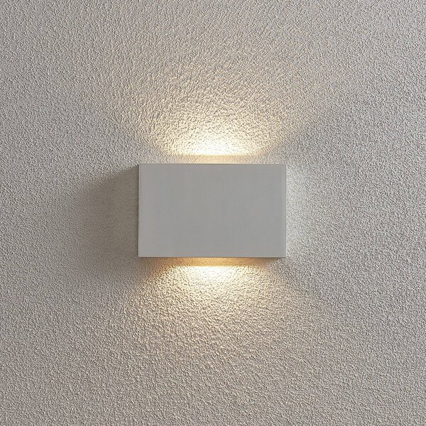 Kinkiet zewnętrzny LED Katla Lucande, biały / opal, aluminium, nowoczesny