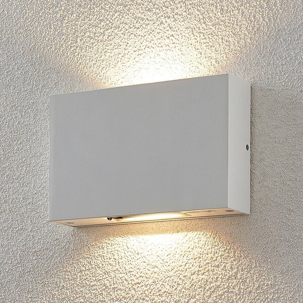 Kinkiet zewnętrzny LED Katla Lucande, biały / opal, aluminium, nowoczesny