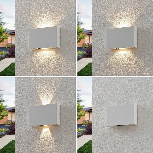 Kinkiet zewnętrzny LED Katla Lucande, biały / opal, aluminium, nowoczesny