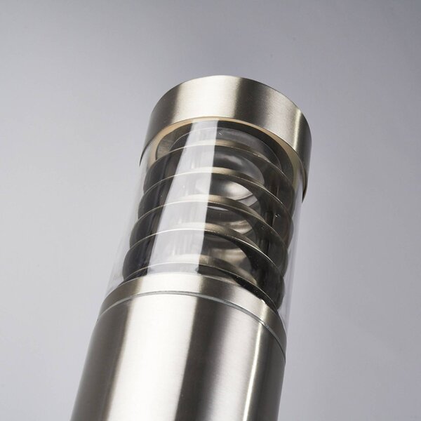 Lindby Słupek oświetleniowy Enja, 100 cm, stal nierdzewna, IP44, E27 ENJA Lindby, możliwość ściemniania, aluminiowy / szary / cynkowy, stal szlachetna, nowoczesny