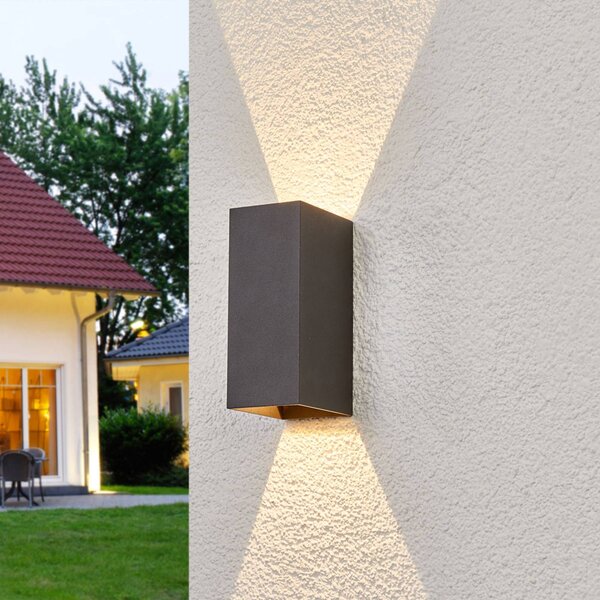 Kinkiet zewnętrzny LED Mikka Lucande, czarny, aluminium, nowoczesny