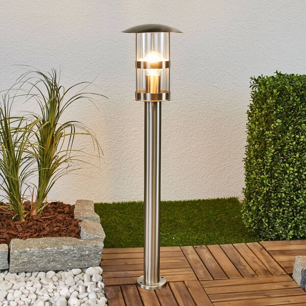 Lindby Słupek oświetleniowy Noemi, szary, stal nierdzewna, 80 cm, IP44 Noemi Lindby, możliwość ściemniania, aluminiowy / szary / cynkowy, stal szlachetna, nowoczesny