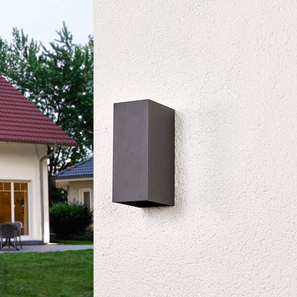 Kinkiet zewnętrzny LED Mikka Lucande, czarny, aluminium, nowoczesny