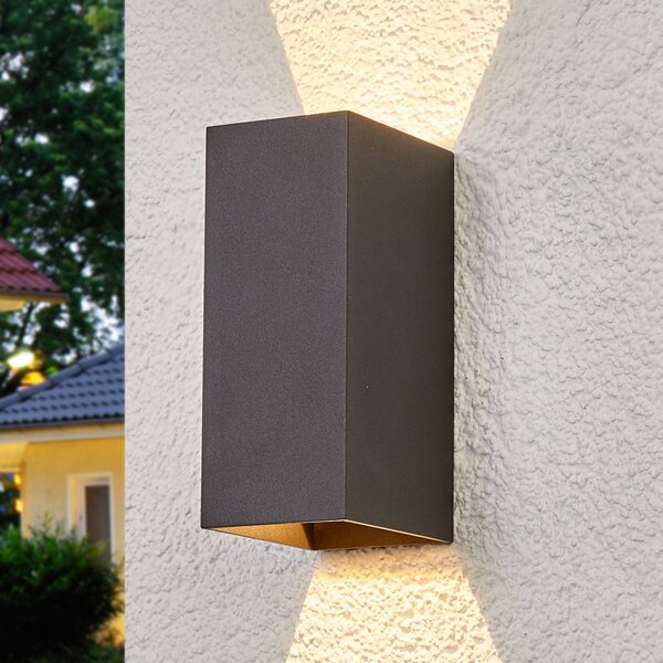 Kinkiet zewnętrzny LED Mikka Lucande, czarny, aluminium, nowoczesny