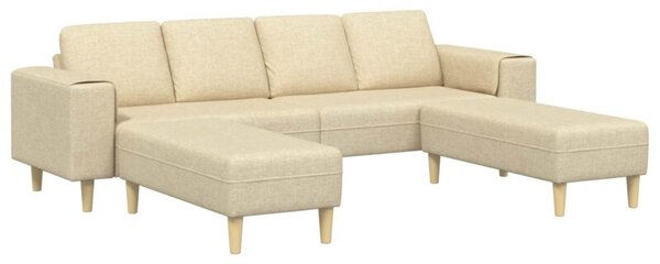 Nowoczesna sofa kremowa z podÅokietnikami i brÄ zowymi nogami - komfort i styl dla czterech osÃ³b
