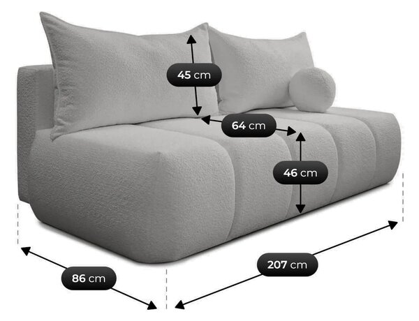 Szara nowoczesna sofa rozkładana boucle H7-Z58