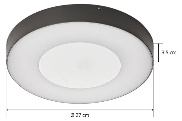 Lucande lampa sufitowa zewnętrzna LED Sora, okrągła, czujnik, IP54 Sora, aluminiowy / szary / cynkowy, aluminium, nowoczesny