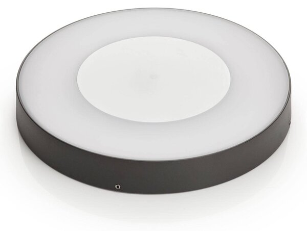 Lucande lampa sufitowa zewnętrzna LED Sora, okrągła, czujnik, IP54 Sora, aluminiowy / szary / cynkowy, aluminium, nowoczesny