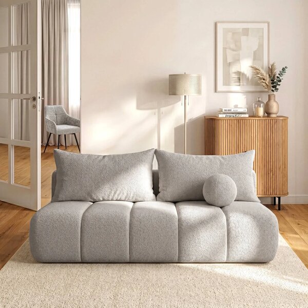 Szara nowoczesna sofa rozkładana boucle H7-Z58