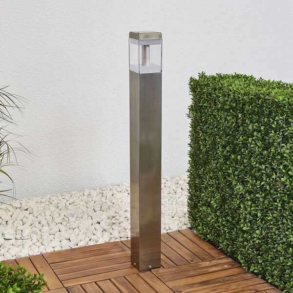 Lindby słupek oświetleniowy LED Baily, wysokość 80 cm, stal nierdzewna, IP44 Baily, aluminiowy / szary / cynkowy, stal szlachetna, nowoczesny
