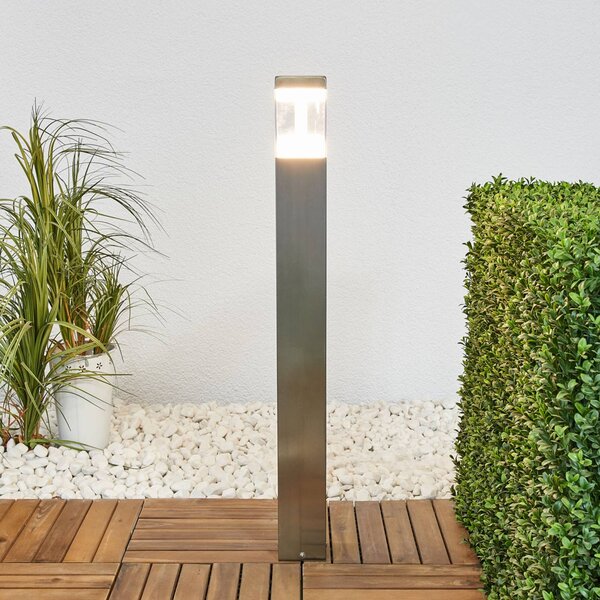 Lindby słupek oświetleniowy LED Baily, wysokość 80 cm, stal nierdzewna, IP44 Baily, aluminiowy / szary / cynkowy, stal szlachetna, nowoczesny