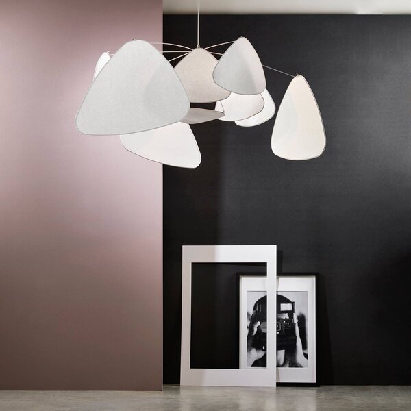 MARKET SET Lampa wisząca designerska Screen XL, możliwość ściemniania, biały / opal, salon / jadalnia, papier / lunolit / lunopal, design