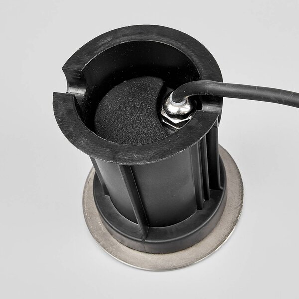 Lindby Oprawa wpuszczana podłogowa Insa, Ø11cm, stal nierdzewna, GU10, IP67 Insa Lindby, możliwość ściemniania, aluminiowy / szary / cynkowy, stal szlachetna, nowoczesny