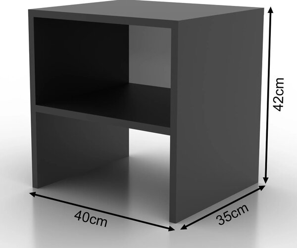 Czarna minimalistyczna szafka nocna 40 cm z półką R6-W69
