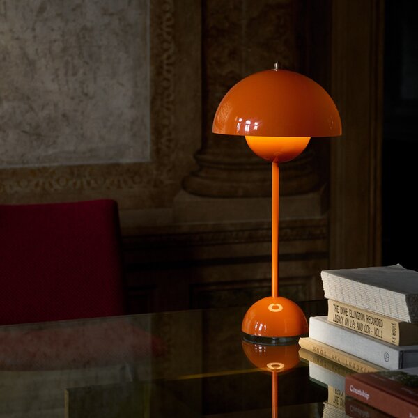 Lampa Stołowa &Tradition, Flowerpot VP3, pomarańczowy, salon, metal, design