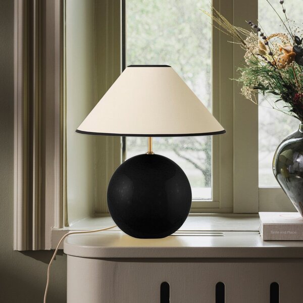 Lampa Stołowa Globen Lighting, IRIS, beżowy, salon, tkanina | tekstylia, vintage