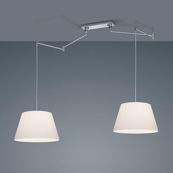 Helestra Lampa wisząca Certo, możliwość ściemniania, biały / opal, salon / jadalnia, tkanina / materiał / jedwab, nowoczesny