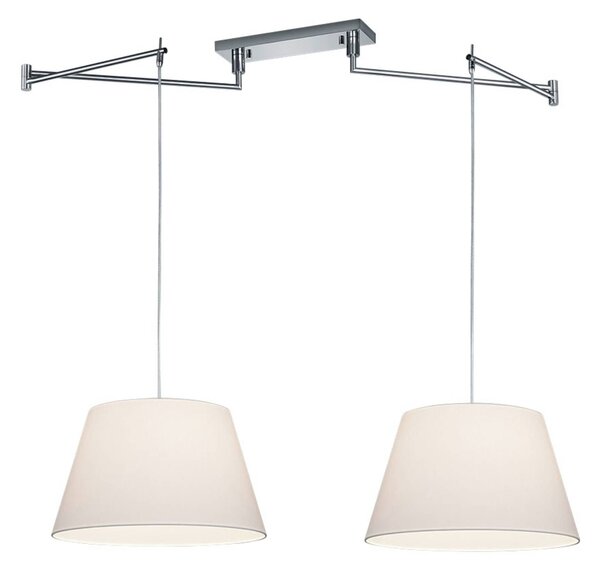 Helestra Lampa wisząca Certo, możliwość ściemniania, biały / opal, salon / jadalnia, tkanina / materiał / jedwab, nowoczesny