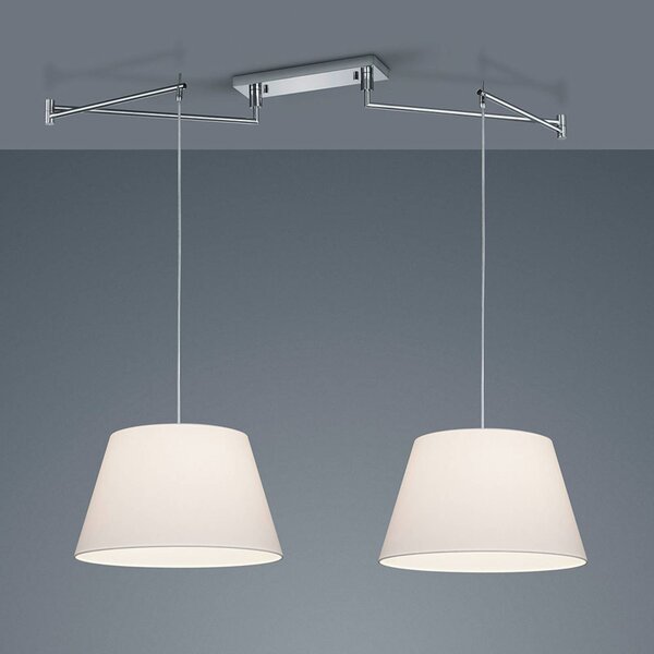 Helestra Lampa wisząca Certo, możliwość ściemniania, biały / opal, salon / jadalnia, tkanina / materiał / jedwab, nowoczesny