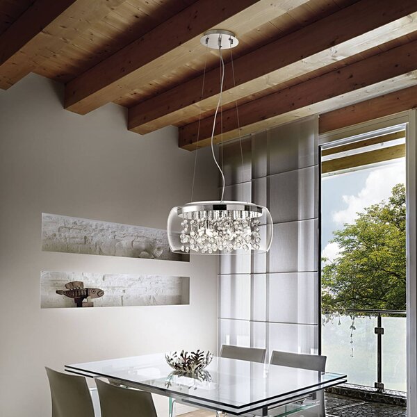 Ideallux Lampa wisząca designerska Audi 80, możliwość ściemniania, przezroczysty / transparentny, salon / jadalnia, szkło, design