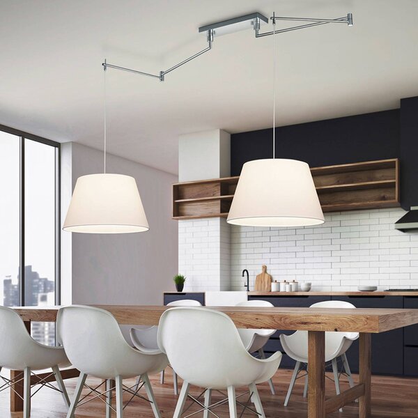 Helestra Lampa wisząca Certo, możliwość ściemniania, biały / opal, salon / jadalnia, tkanina / materiał / jedwab, nowoczesny