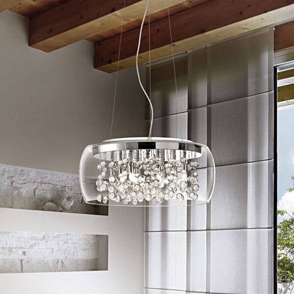 Ideallux Lampa wisząca designerska Audi 80, możliwość ściemniania, przezroczysty / transparentny, salon / jadalnia, szkło, design