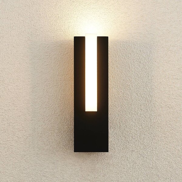 Kinkiet zewnętrzny LED Virgalia Lucande, czarny, aluminium, nowoczesny