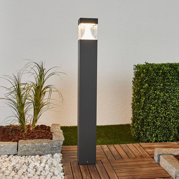 Słupek oświetleniowy LED Egon Lucande, czarny, aluminium, nowoczesny