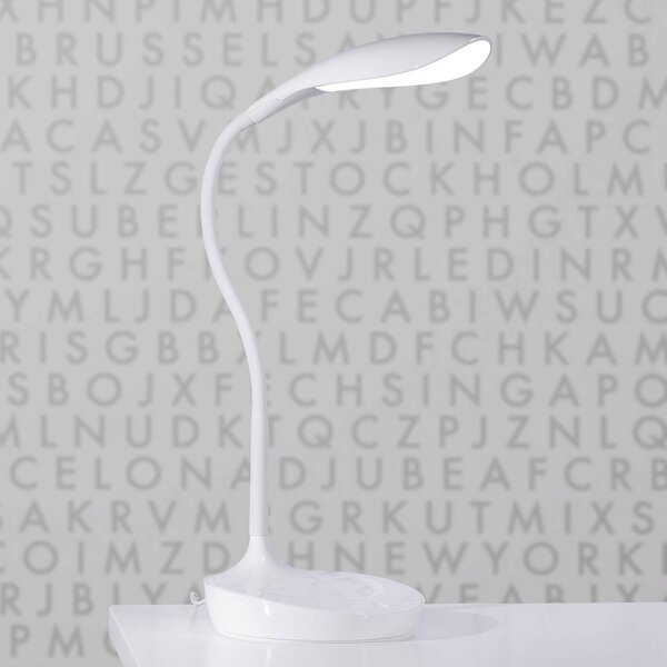 Markslöjd Lampa biurkowa LED Swan, możliwość ściemniania, biały / opal, biuro, tworzywo sztuczne, skandynawski