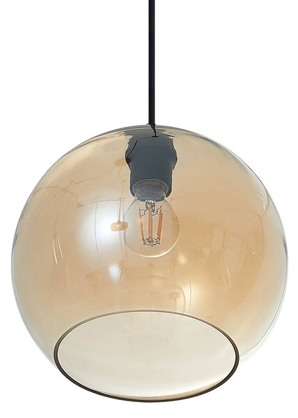 Lampa wisząca szklana Zyli Lucande, możliwość ściemniania, kremowy / amber, salon / jadalnia, szkło, vintage