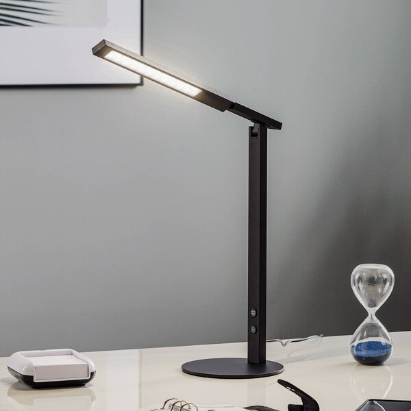 Fabas Luce Lampa biurkowa LED Ideal, możliwość ściemniania, czarny, biuro, aluminium, nowoczesny