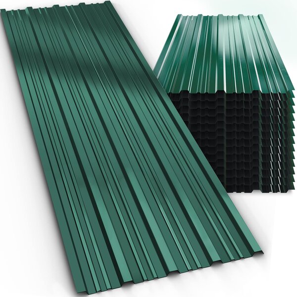GARDEBRUK® 14x blacha trapezowa 110x46cm = 7m² Ocynkowana Odporna na rdz Odporna na warunki atmosferyczne Profilowana blacha dachowa Blacha falista Panele dachowe Wiata ogrodowa Wiata Zielona