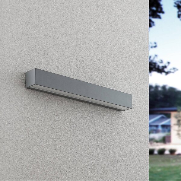 Kinkiet zewnętrzny LED Lengo Lucande, aluminiowy / szary / cynkowy, aluminium, nowoczesny