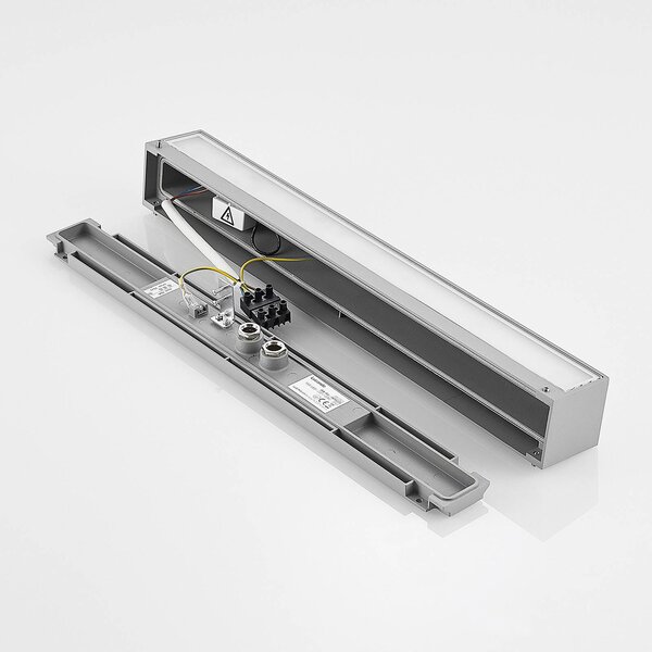 Kinkiet zewnętrzny LED Lengo Lucande, aluminiowy / szary / cynkowy, aluminium, nowoczesny