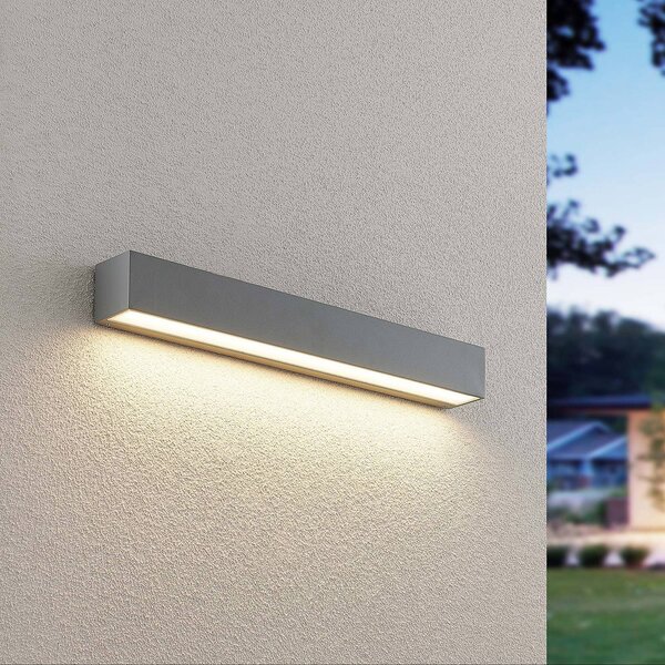 Kinkiet zewnętrzny LED Lengo Lucande, aluminiowy / szary / cynkowy, aluminium, nowoczesny