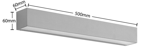 Kinkiet zewnętrzny LED Lengo Lucande, aluminiowy / szary / cynkowy, aluminium, nowoczesny