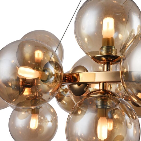 Maytoni Lampa wisząca szklana Dallas, możliwość ściemniania, mosiężny / złoty, salon / jadalnia, szkło, design