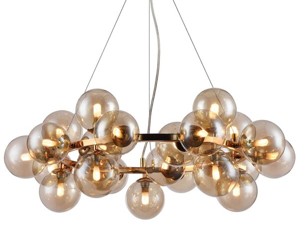 Maytoni Lampa wisząca szklana Dallas, możliwość ściemniania, mosiężny / złoty, salon / jadalnia, szkło, design