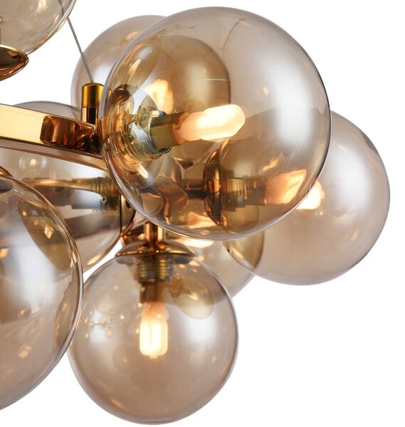 Maytoni Lampa wisząca szklana Dallas, możliwość ściemniania, mosiężny / złoty, salon / jadalnia, szkło, design